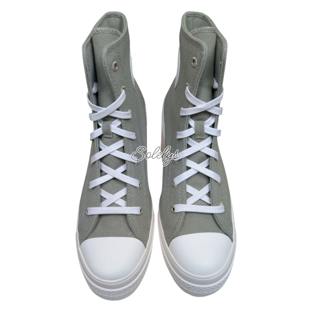 Converse Chuck 70 De Luxe Heel Platform Metal Ring Light Field Surplus Green 9.5